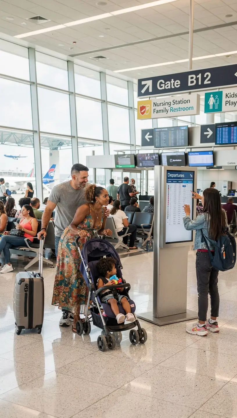 Rodzinny pojazd zaparkowany przed malowniczym miejscem turystycznym.